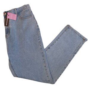 Pretty Little Thing Womens Size 10 Jeans Light Blue Wash Split Hem High Rise